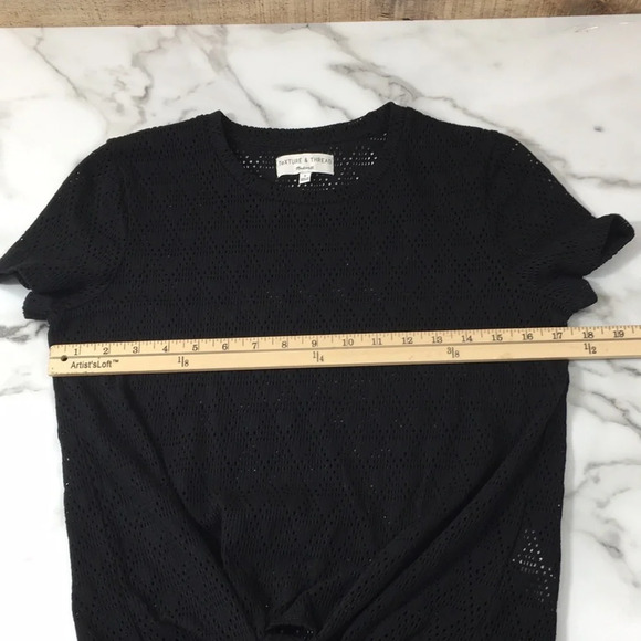 Texture & Thread Madewell Black Mesh Net Tie Front Shirt‎ Womens Small - Picture 9 of 11
